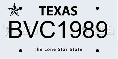 BVC1989 Texas License Plate