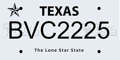 BVC2225 Texas License Plate