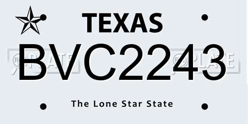 BVC2243 Texas License Plate