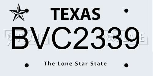 BVC2339 Texas License Plate