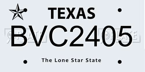 BVC2405 Texas License Plate