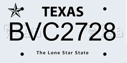 BVC2728 Texas License Plate
