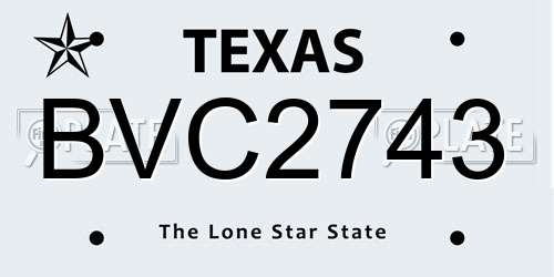 BVC2743 Texas License Plate