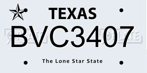 BVC3407 Texas License Plate