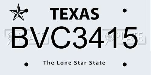 BVC3415 Texas License Plate