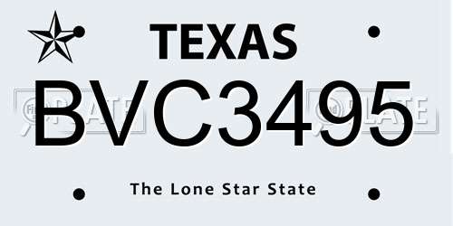BVC3495 Texas License Plate