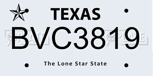 BVC3819 Texas License Plate