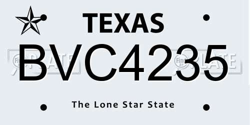 BVC4235 Texas License Plate