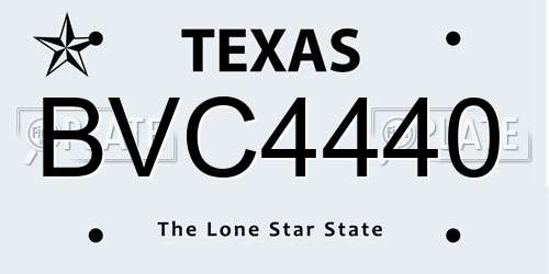 BVC4440 Texas License Plate