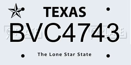BVC4743 Texas License Plate