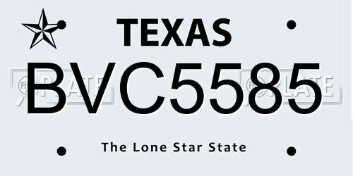 BVC5585 Texas License Plate