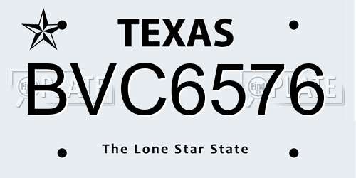 BVC6576 Texas License Plate