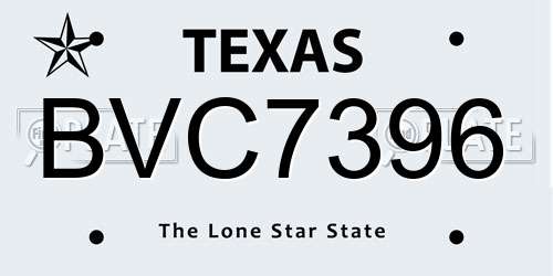 BVC7396 Texas License Plate