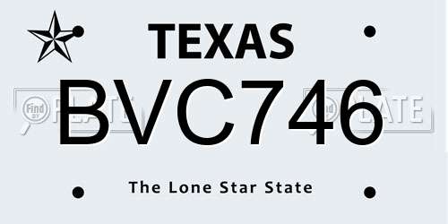 BVC746 Texas License Plate