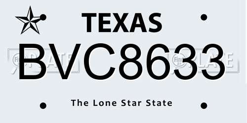 BVC8633 Texas License Plate