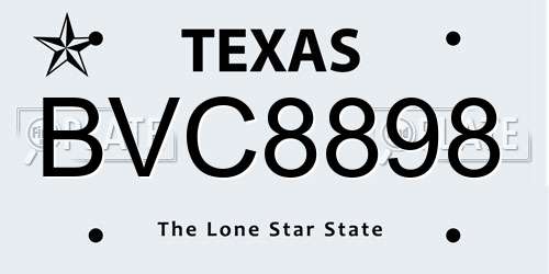 BVC8898 Texas License Plate