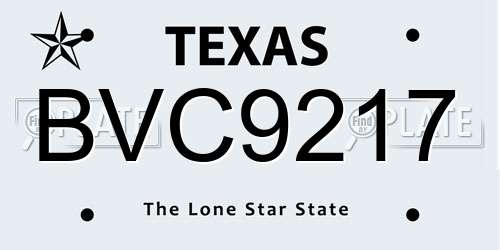 BVC9217 Texas License Plate