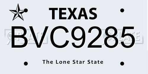BVC9285 Texas License Plate