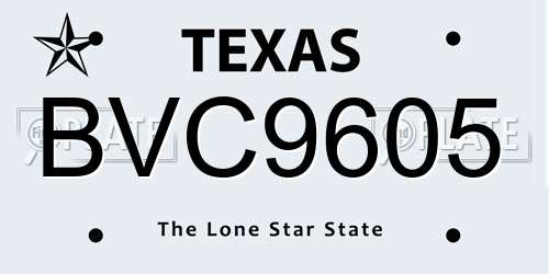 BVC9605 Texas License Plate