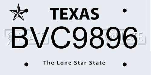 BVC9896 Texas License Plate