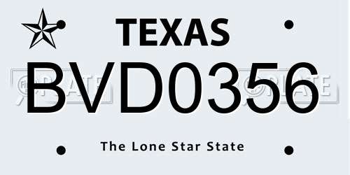 BVD0356 Texas License Plate
