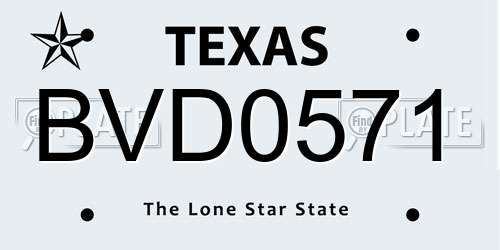 BVD0571 Texas License Plate