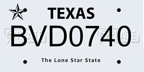 BVD0740 Texas License Plate