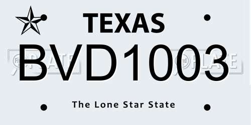 BVD1003 Texas License Plate