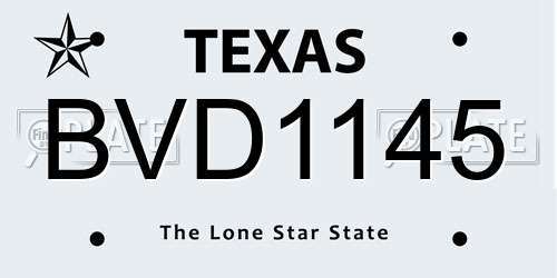 BVD1145 Texas License Plate
