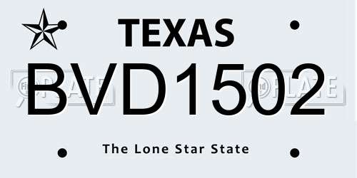 BVD1502 Texas License Plate