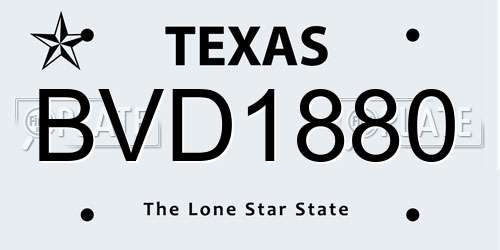 BVD1880 Texas License Plate