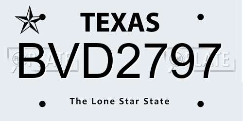 BVD2797 Texas License Plate