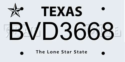 BVD3668 Texas License Plate