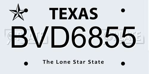 BVD6855 Texas License Plate