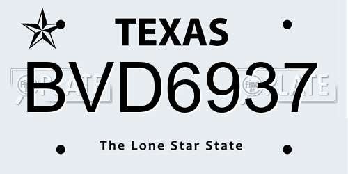 BVD6937 Texas License Plate