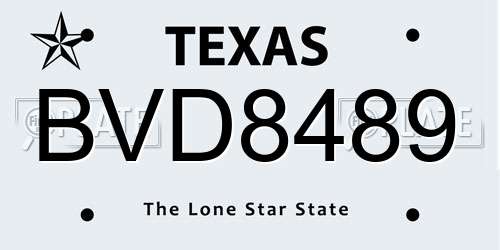 BVD8489 Texas License Plate