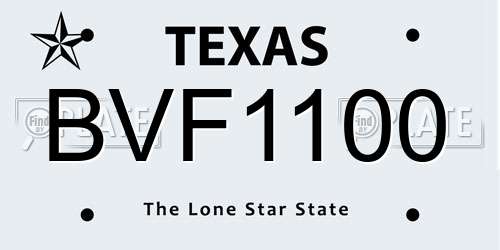 BVF1100 Texas License Plate