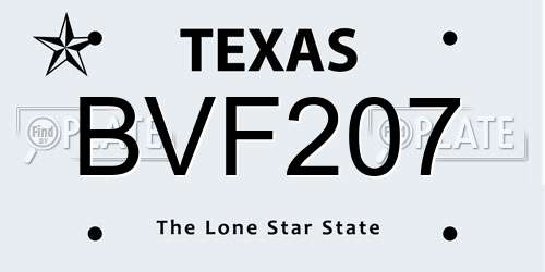 BVF207 Texas License Plate