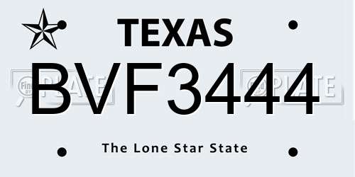BVF3444 Texas License Plate