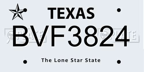 BVF3824 Texas License Plate