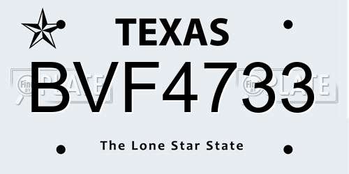 BVF4733 Texas License Plate