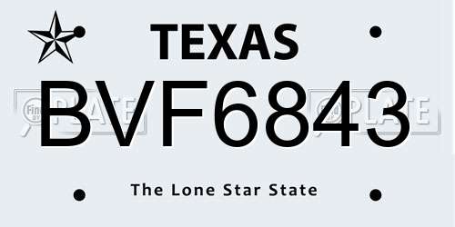 BVF6843 Texas License Plate