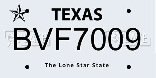 BVF7009 Texas License Plate