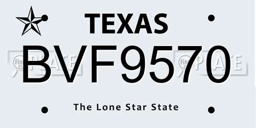 BVF9570 Texas License Plate