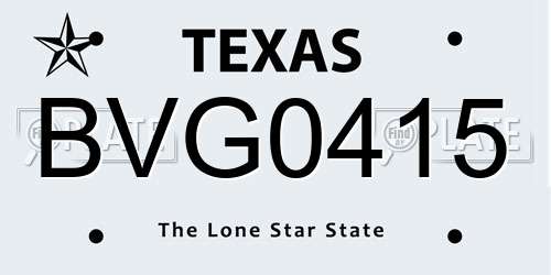 BVG0415 Texas License Plate