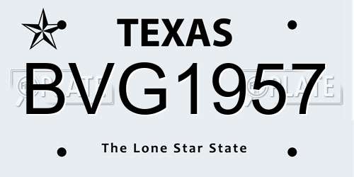 BVG1957 Texas License Plate