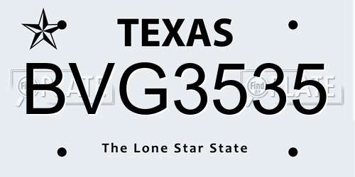 BVG3535 Texas License Plate