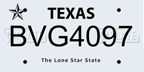 BVG4097 Texas License Plate