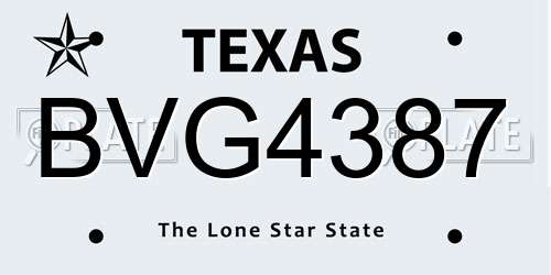 BVG4387 Texas License Plate