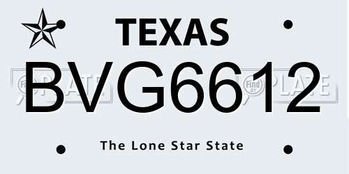 BVG6612 Texas License Plate